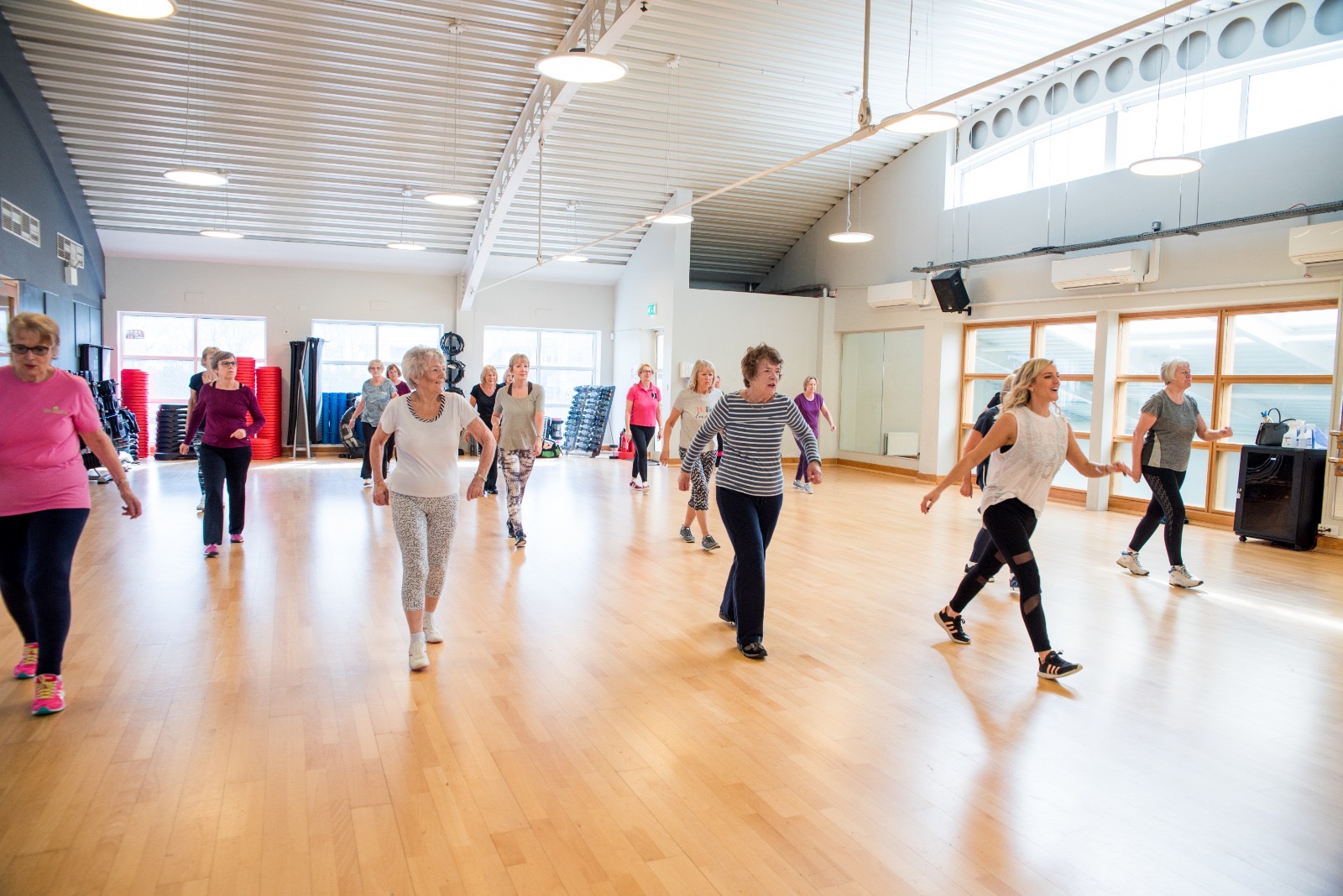 Laura leading a class of older people